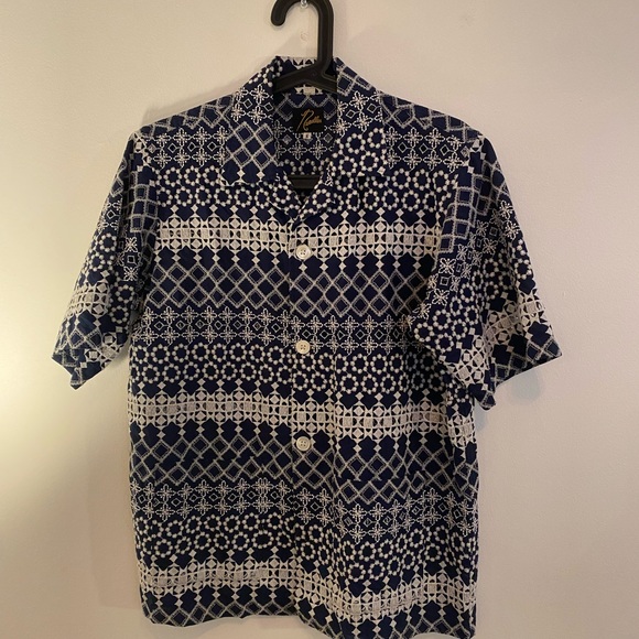 Needles Embroidered Cabana Shirt, Navy and White - Picture 3 of 5
